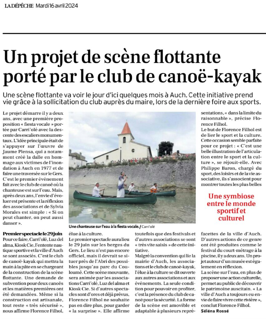 Un projet de scène flottante porté par le Club de Canoë-Kayak